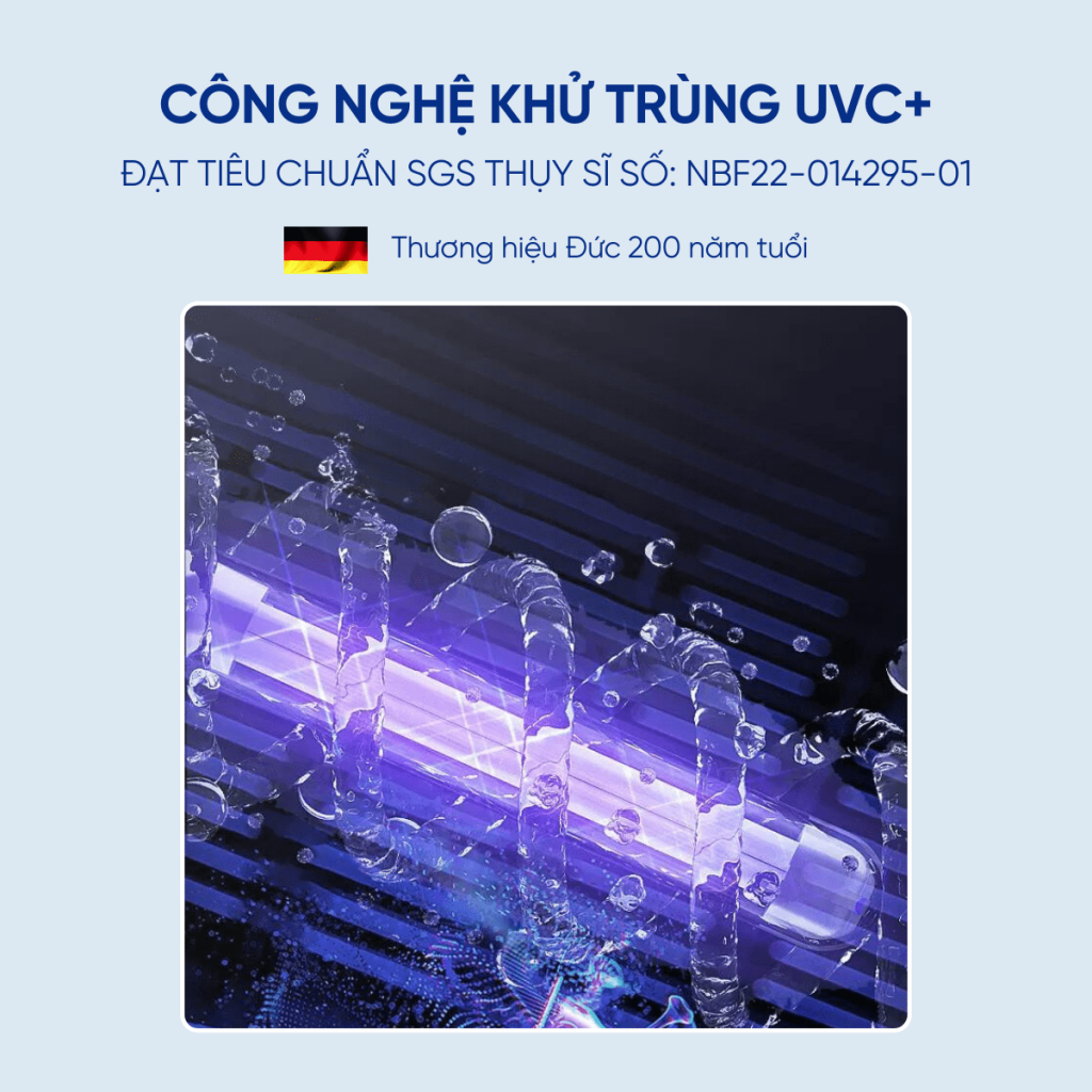 Công nghệ khử trùng UVC+ loại bỏ vi khuẩn trong nước