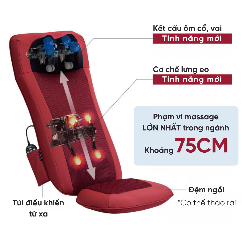 Ghế Đệm Massage S56 MRL-1200 - Thương hiệu Nhật Bản